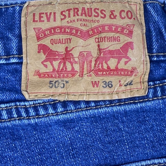 Levi's‎ 505 Regular Fit Jeans Mens W36 L32 Medium Wash Blue Denim - Picture 4 of 10